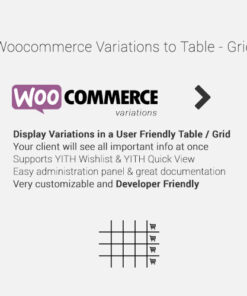 WooCommerce Variations to Table – Grid