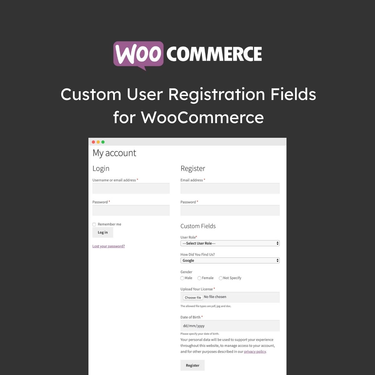 Custom User Registration Fields for WooCommerce