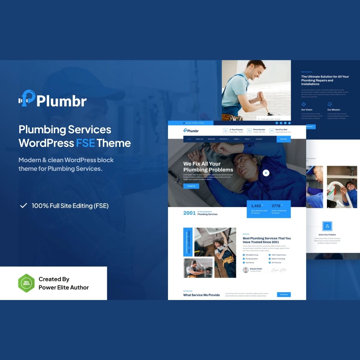 Plumbr - Plumbing Services Gutenverse FSE WordPress Theme