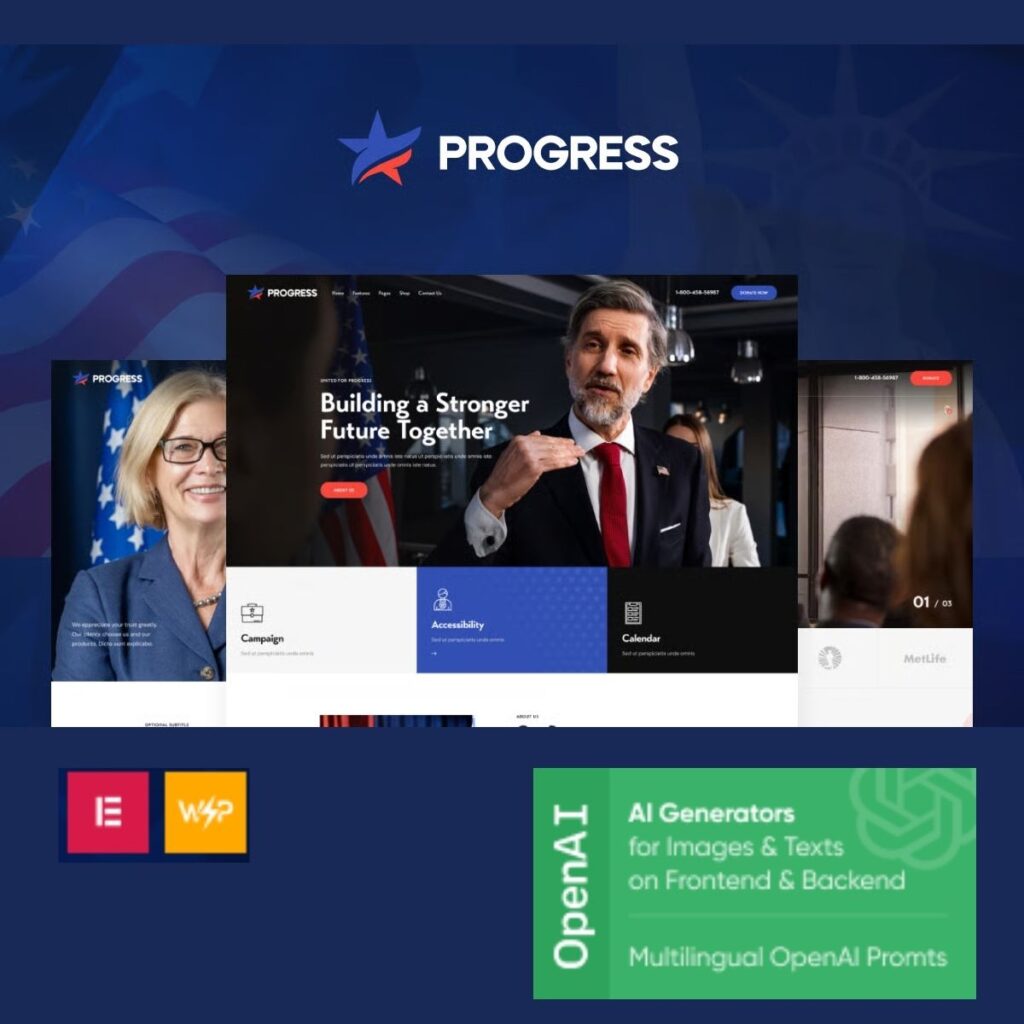 Progress - Politics, Candidate & Fundraising WordPress Theme