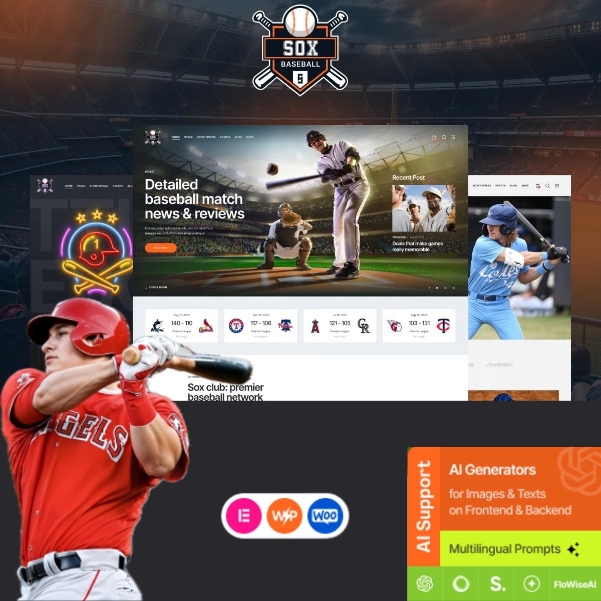 Sox - Baseball Team Sports WordPress Theme