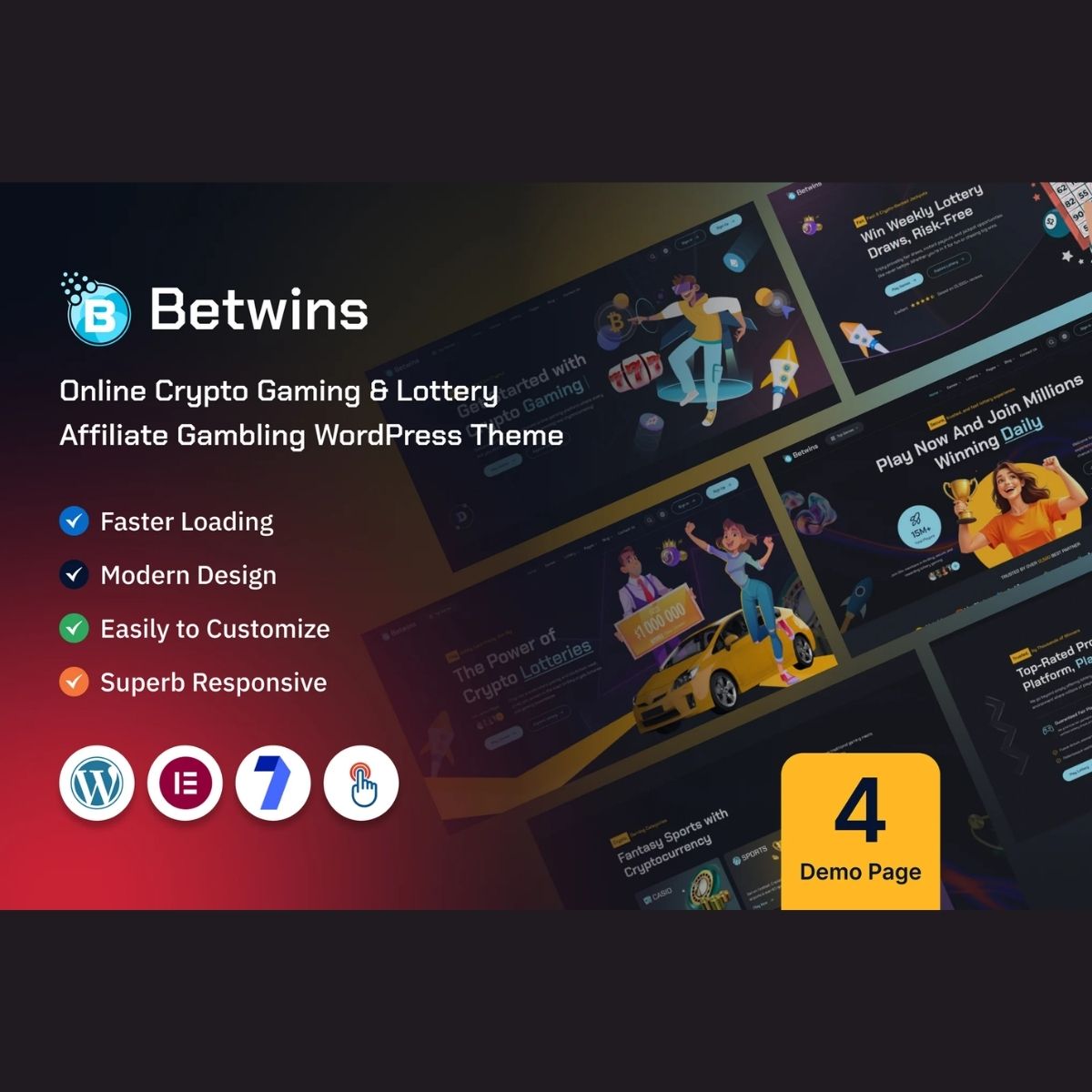 Betwins - Online Crypto Gaming & Lottery Giveaways Affiliate WordPress Theme