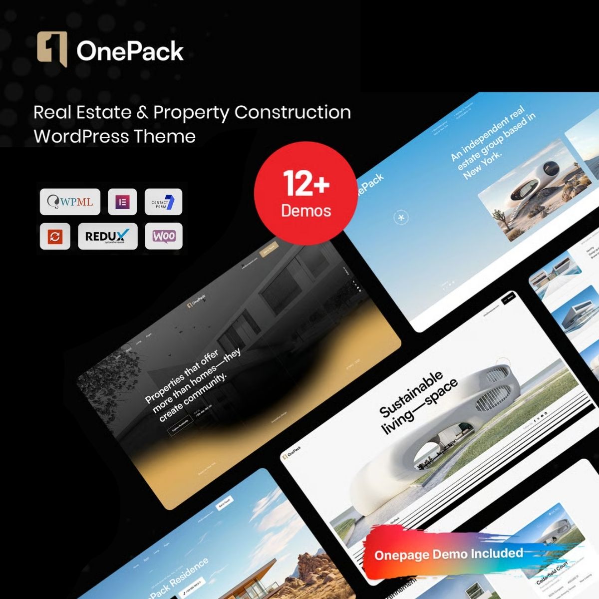 OnePack - Real Estate & Property Construction WordPress Theme